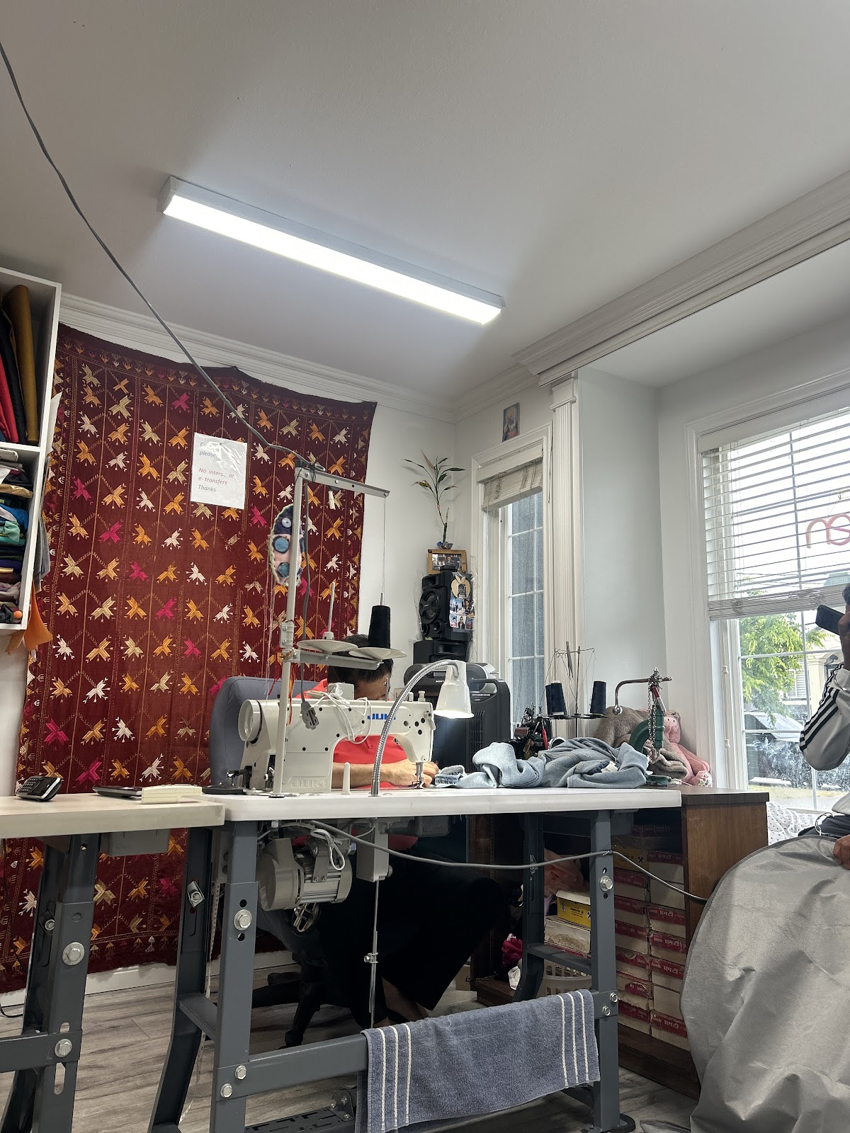 Premium Fabric Selection and Sewing Area
